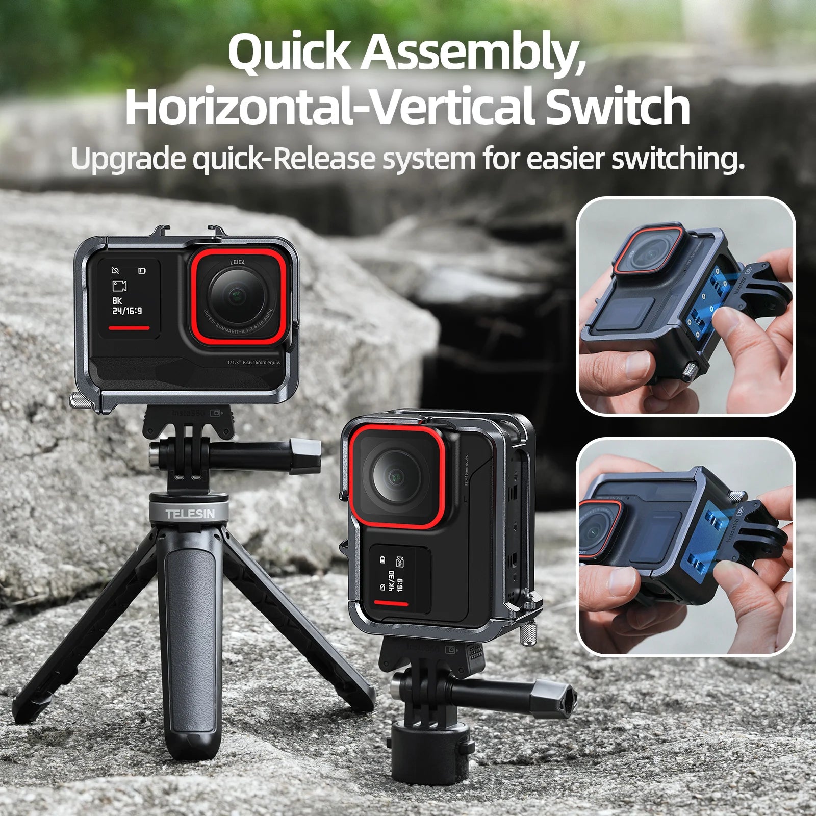 TELESIN Durable Aluminum Alloy Protective Frame for Insta360 Ace & Ace Pro