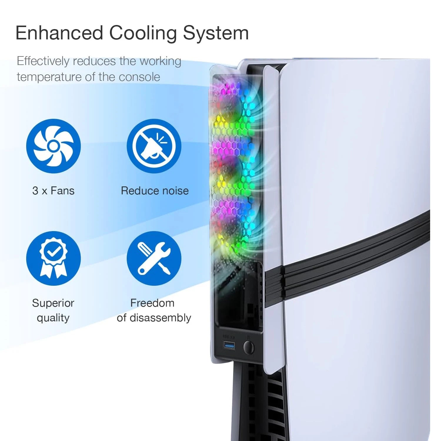PlayStation 5 Pro Cooling Fan with LED Lights
