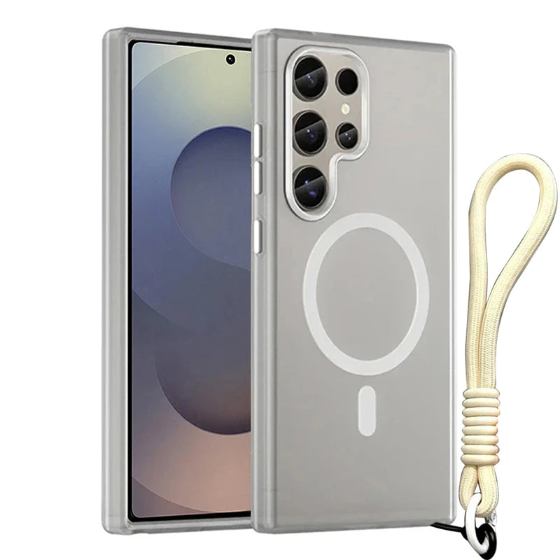 Shockproof Matte Candy Magnetic Case with Wrist Lanyard for Samsung Galaxy S25 Series