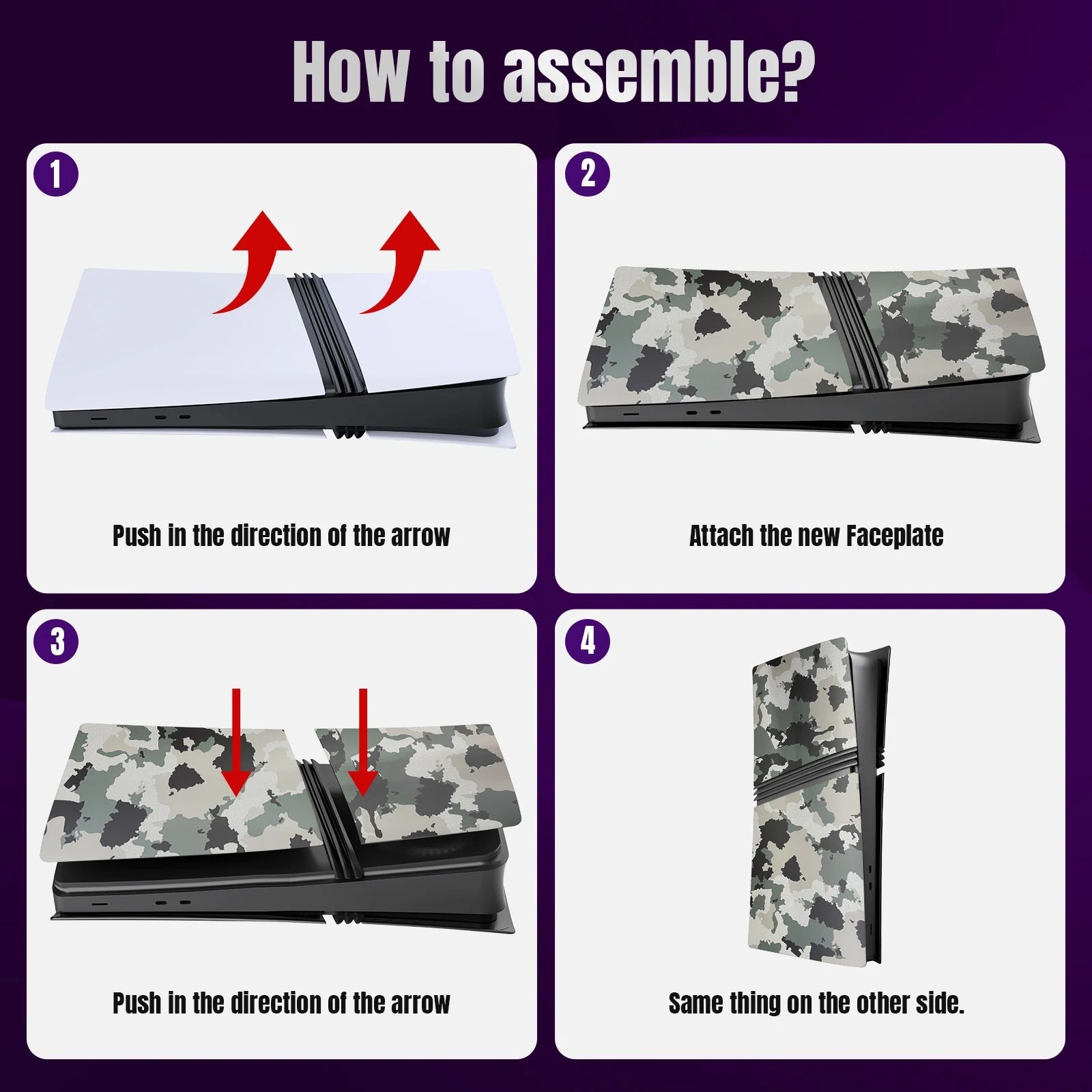 Premium Gray Camouflage Shell Covers for PlayStation 5 Pro Disc Edition