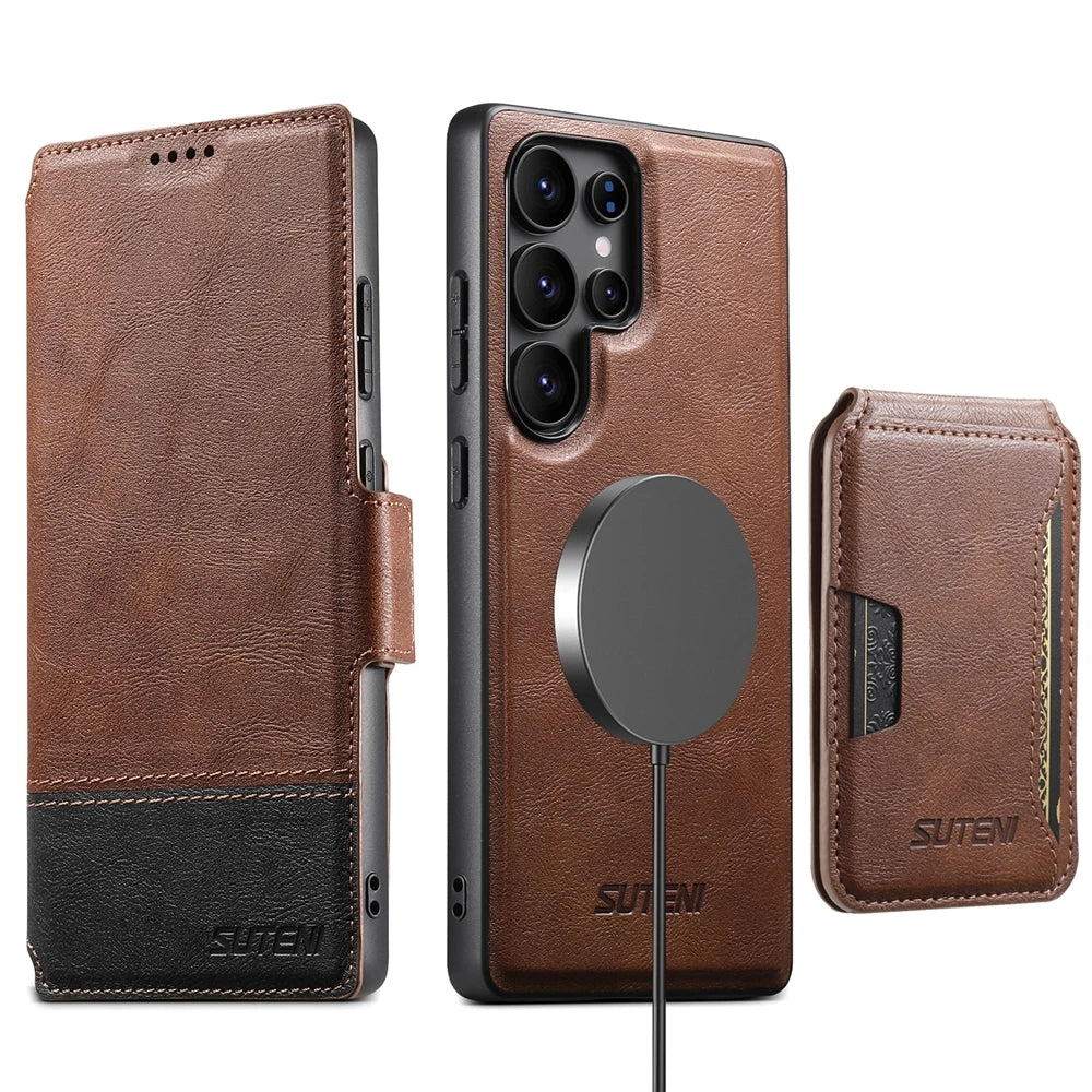 3-in-1 Magnetic Leather Wallet Case with Card Holder for Samsung Galaxy S25 Ultra
