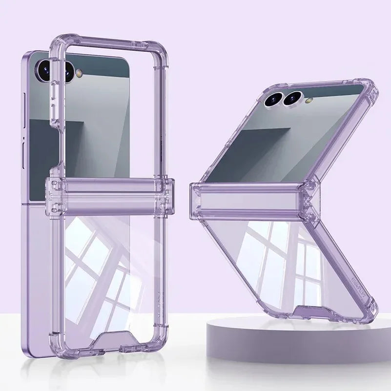 Slim Luxury Hinge Protection Case with Ring Holder for Samsung Galaxy Z Flip 7