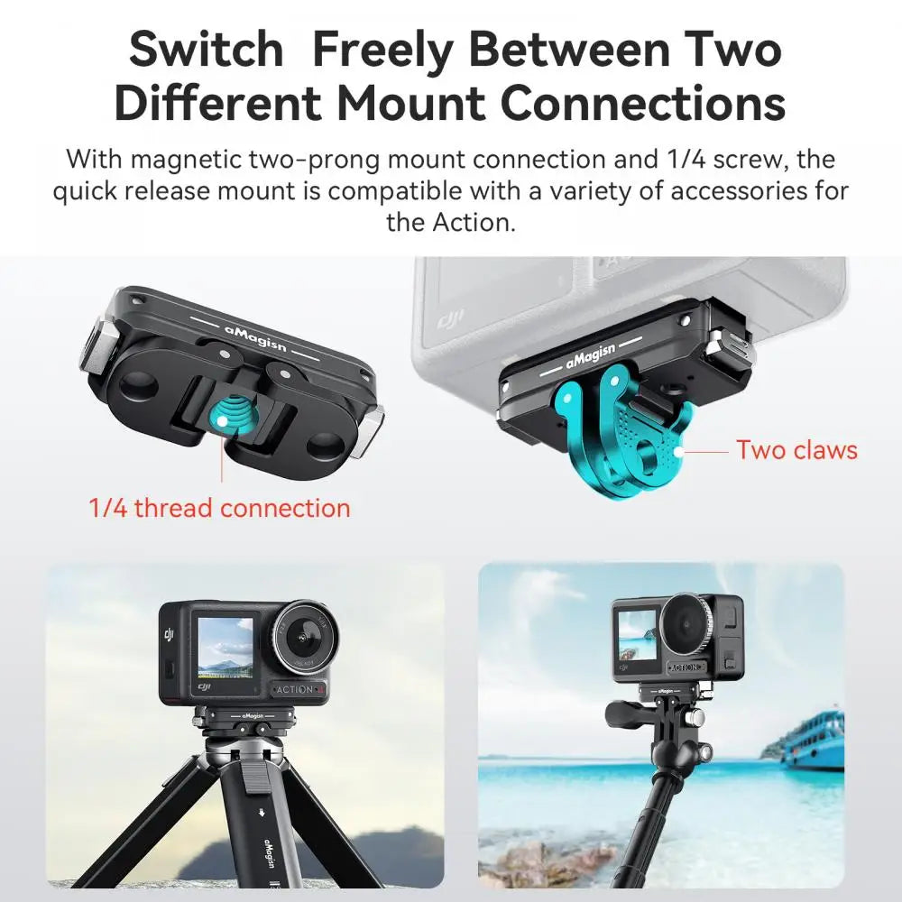 Magnetic Quick Release Metal Mount for DJI Osmo Action 5 Pro