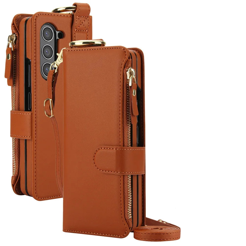 Samsung Galaxy Z Fold 7 Crossbody Wallet Case with Card Slots & Ring
