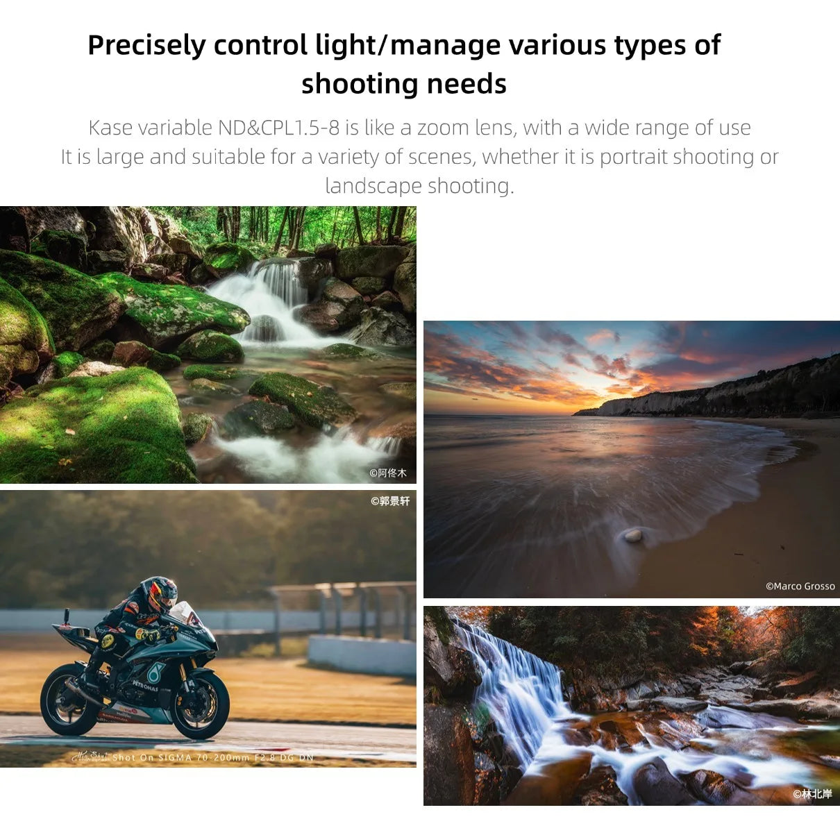 Kase ND1.5-8 Variable ND + CPL Polarizing Filter