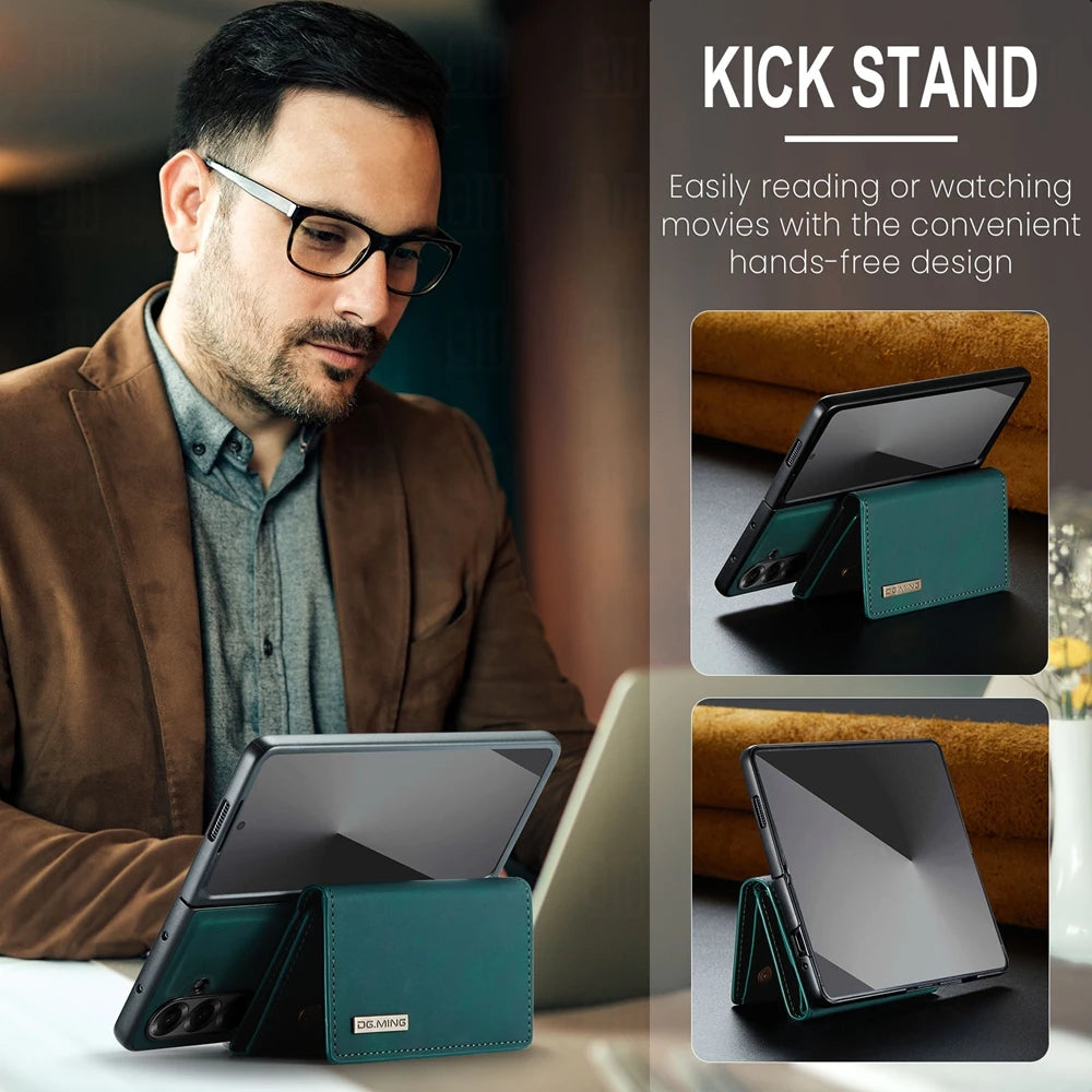 Samsung Galaxy Z Fold 7 Magnetic Leather Wallet Case with Card Slots