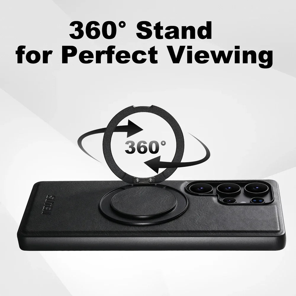 Samsung Galaxy S25 Ultra Magnetic Leather Case with Kickstand