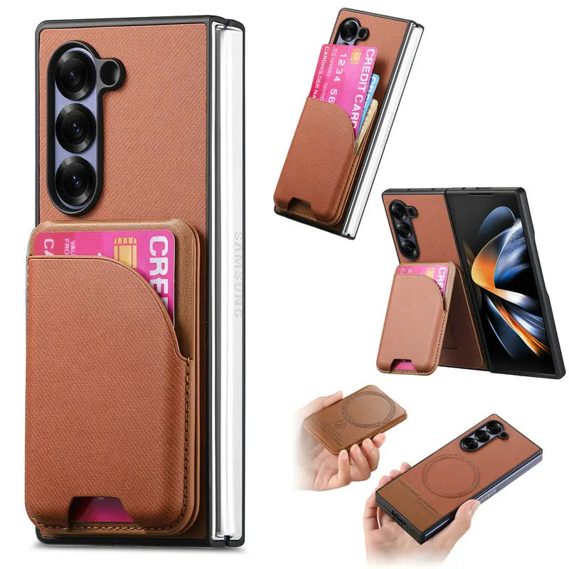 Samsung Galaxy Z Fold 7 Luxury Magnetic Leather Case with Card Holder