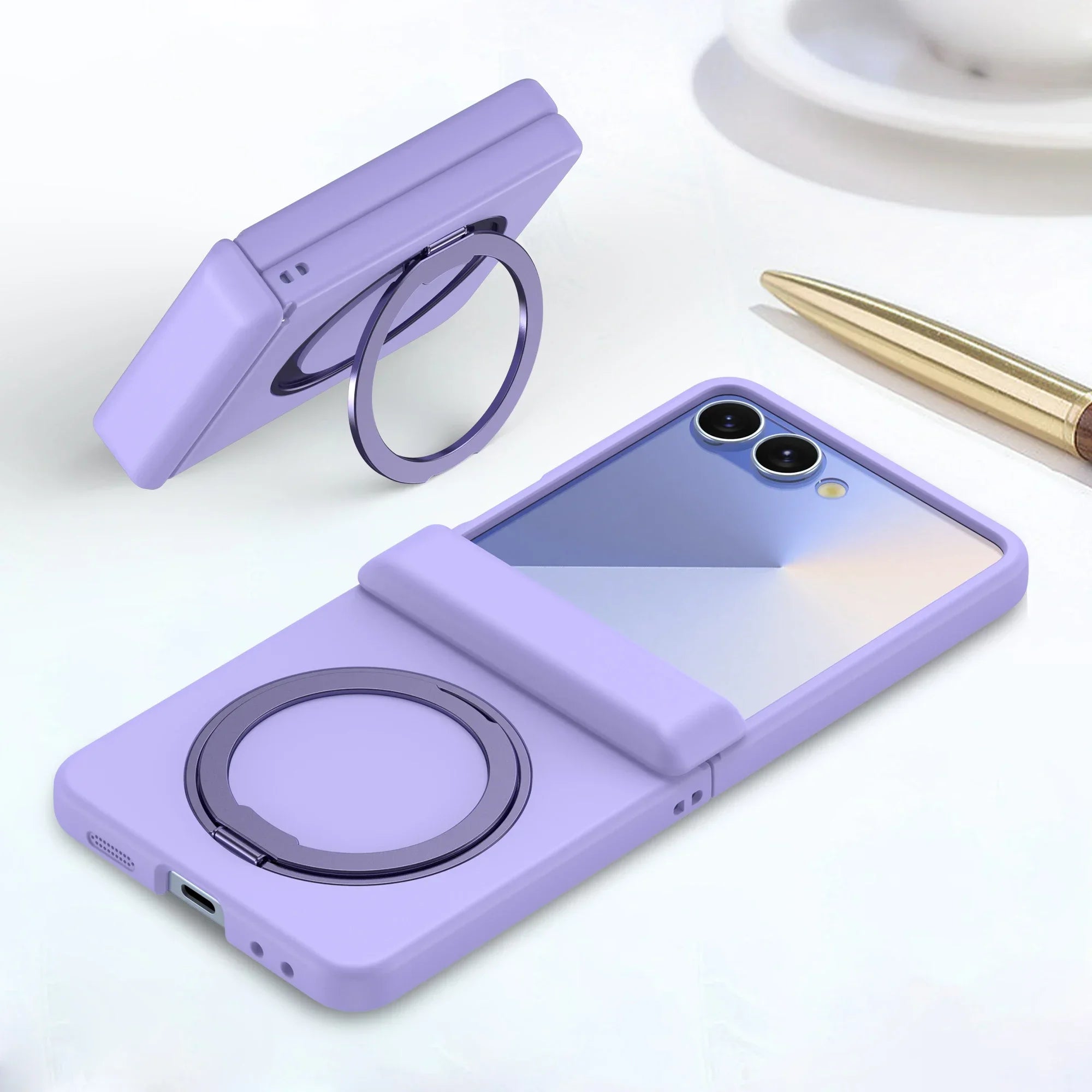 Skin Feel TPU Magnetic Case with 360° Rotating Bracket for Samsung Galaxy Z Flip 7