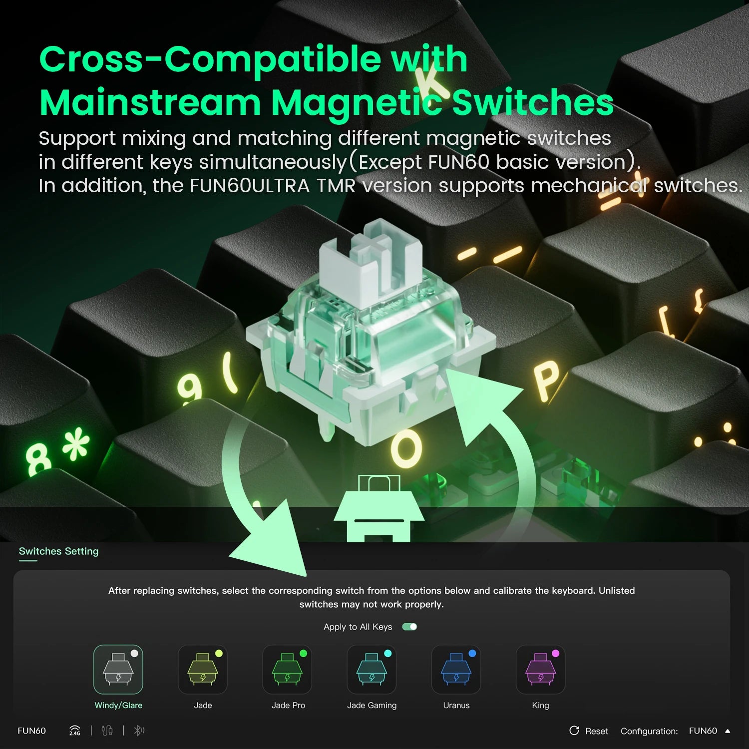 Akko MonsGeek FUN60 Ultra 60% Tri-mode Mechanical Gaming Keyboard