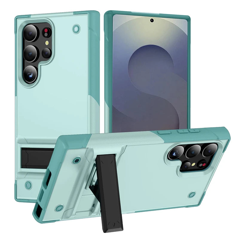 Rugged Armor Case with Kickstand for Samsung Galaxy S25 Series