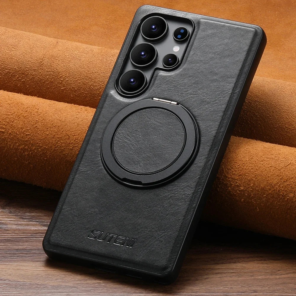 Samsung Galaxy S25 Ultra Magnetic Leather Case with Kickstand