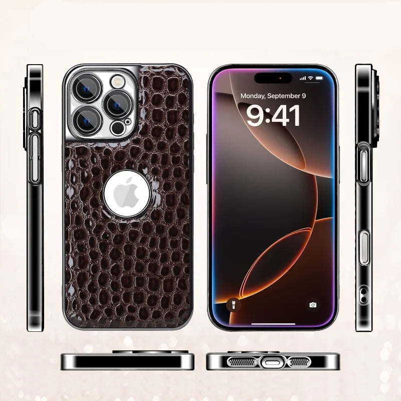 Luxury Crocodile Pearl Textured MagSafe Case for iPhone 16 Series