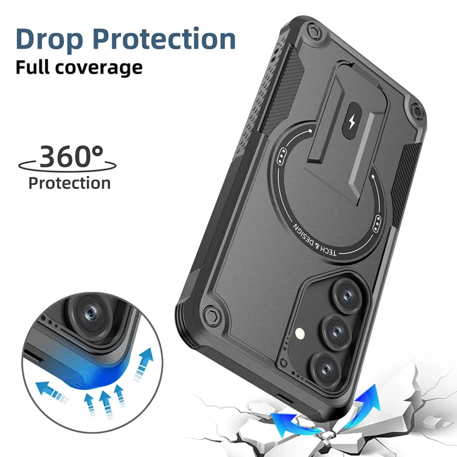 Hard Magnetic Case with Invisible Stand for Samsung Galaxy S25 Series