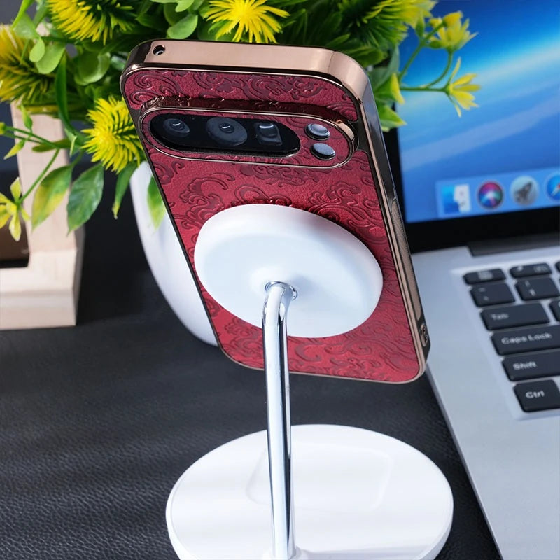 Vintage Flower Leather Magnetic Case for Google Pixel 9 Series
