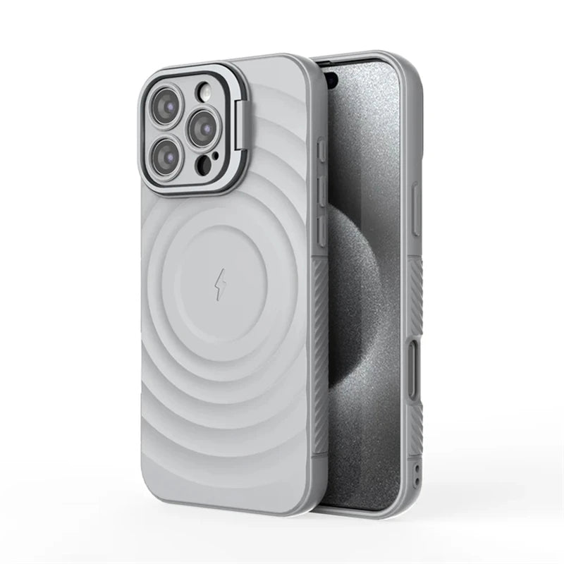 Shockproof MagSafe Case with Folding Camera Stand for iPhone 15 Series