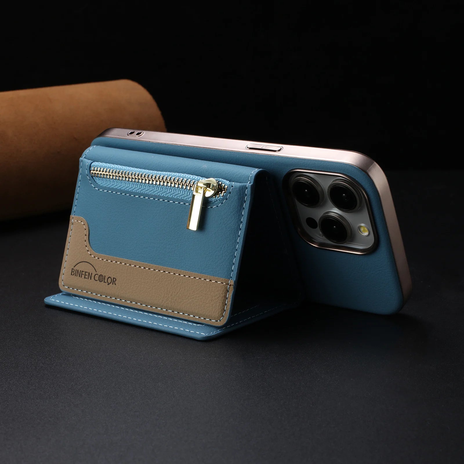 iPhone 15 Series Magnetic Leather Case with Detachable Card Holder