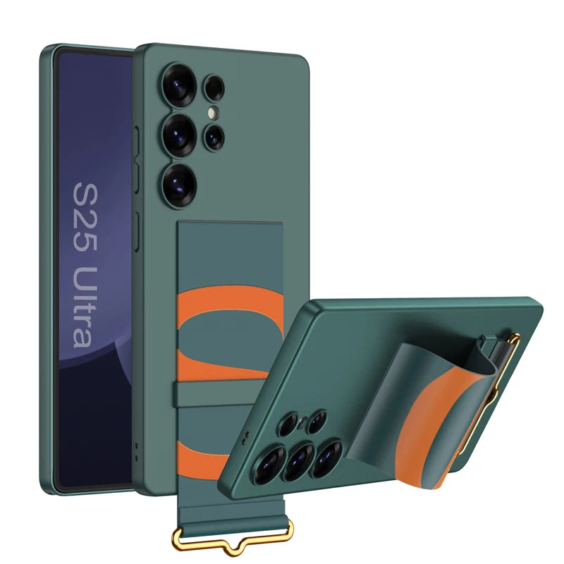 Shockproof Slim Case with Built-in Wristband for Samsung Galaxy S25 Ultra