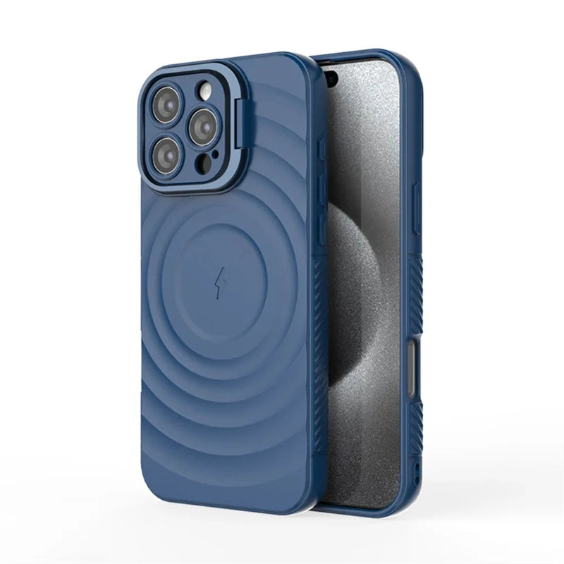 Shockproof MagSafe Case with Folding Camera Stand for iPhone 15 Series