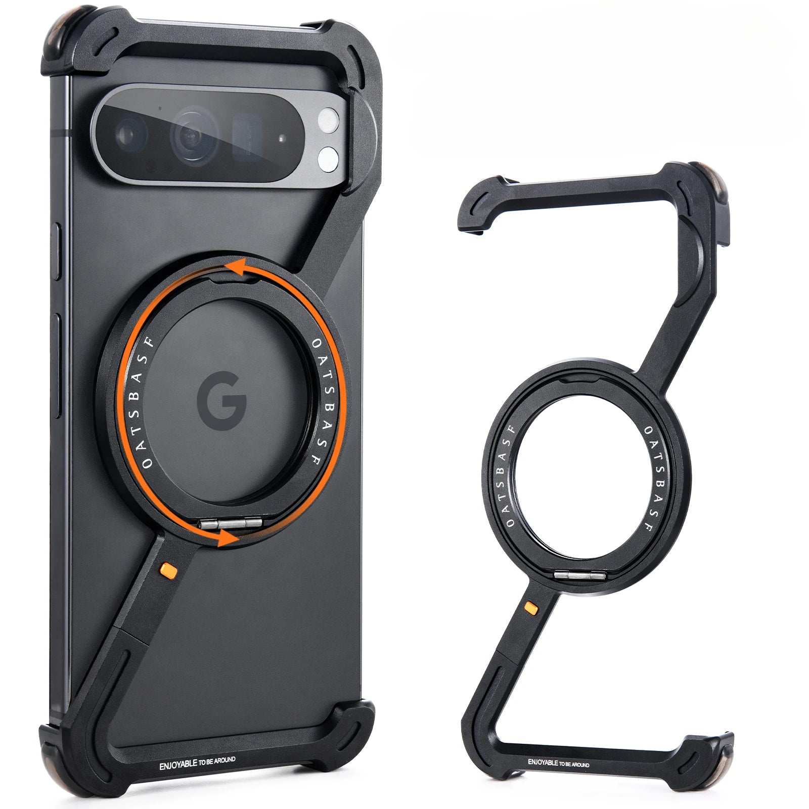Shockproof Z-Shape Frameless  Aluminium Phone Case with Magnetic Ring for Google Pixel 9 Series