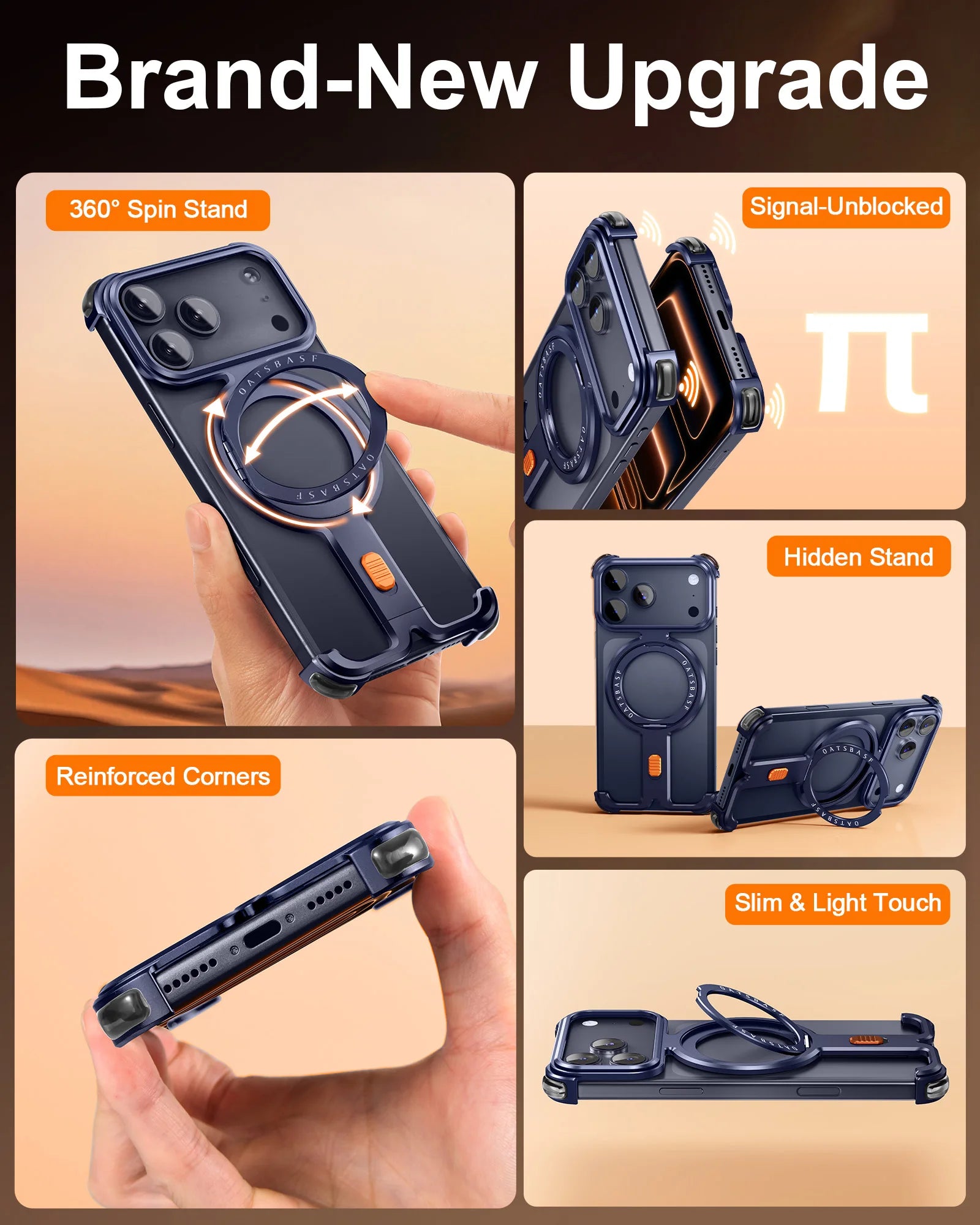 Frameless Aluminum Case with 360° Rotatable MagSafe Stand for iPhone 17 Pro & iPhone 17 Pro Max