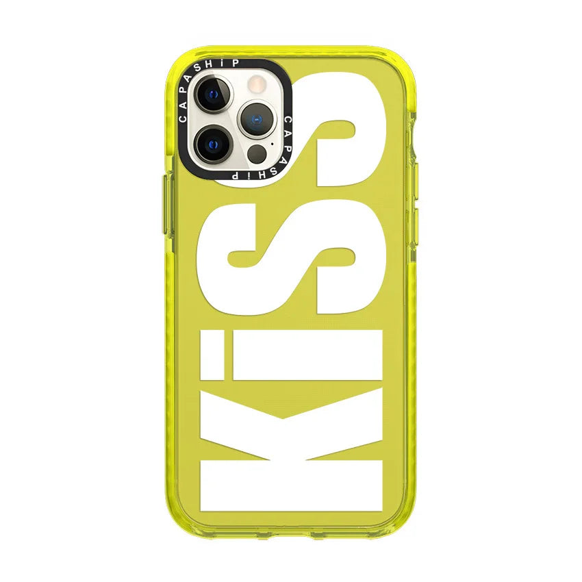 Fashionable Letters “Kiss” Phone Case for iPhone 15 Series