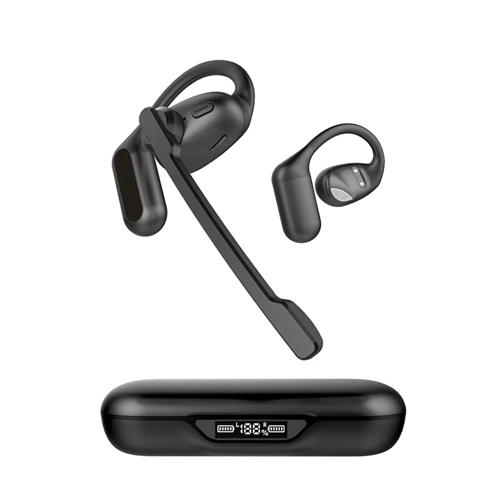 Lahtiwey Bluetooth 5.4 Open-Ear Wireless Headphones with Noise Cancelling Boom Microphone