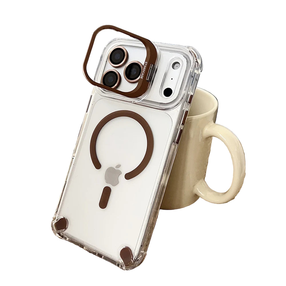 Slim Clear MagSafe Protective Case with Metal Stand for iPhone 17 Series