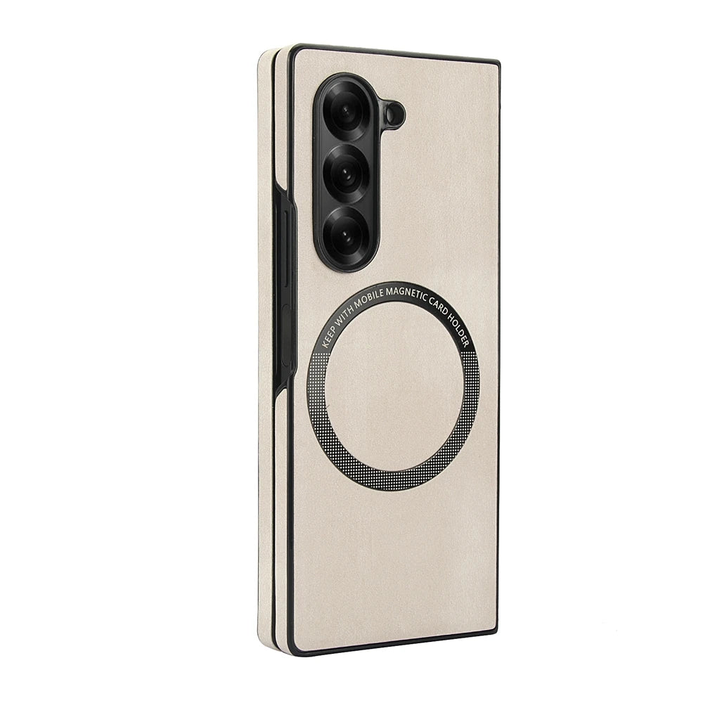 Samsung Galaxy Z Fold 7 Leather Bumper Magnetic Case