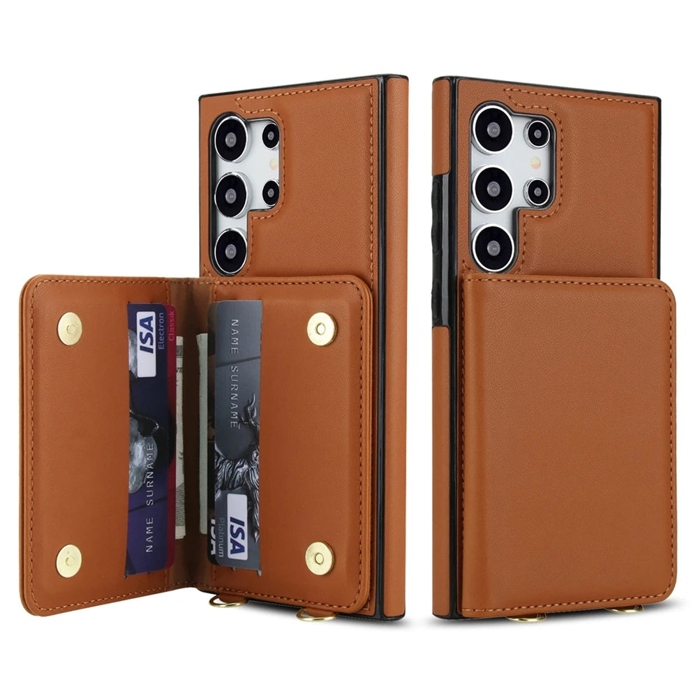 Premium Crossbody Leather Wallet Case for Samsung Galaxy S25 Series