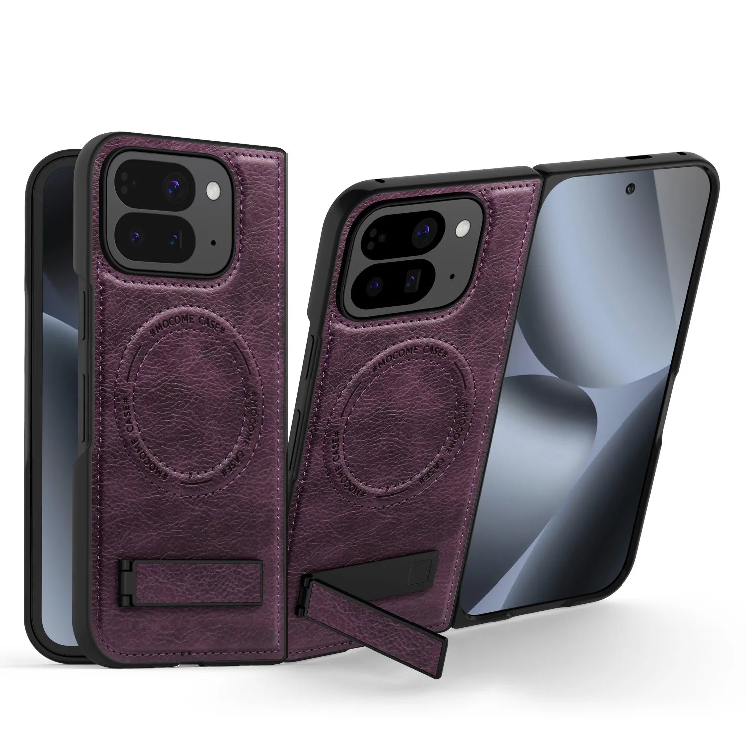 Google Pixel 10 Pro Fold Protective Leather Magnetic Case with Kickstand