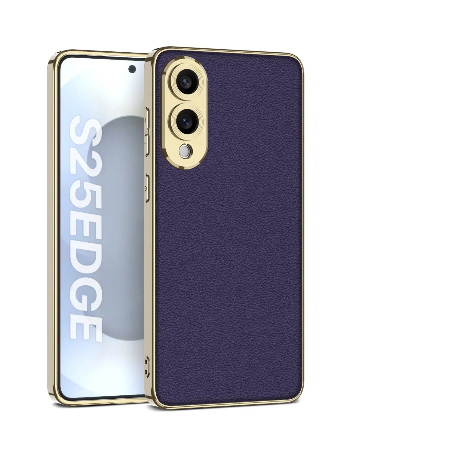 Shockproof Plating Leather TPU Case for Samsung Galaxy S25 Edge