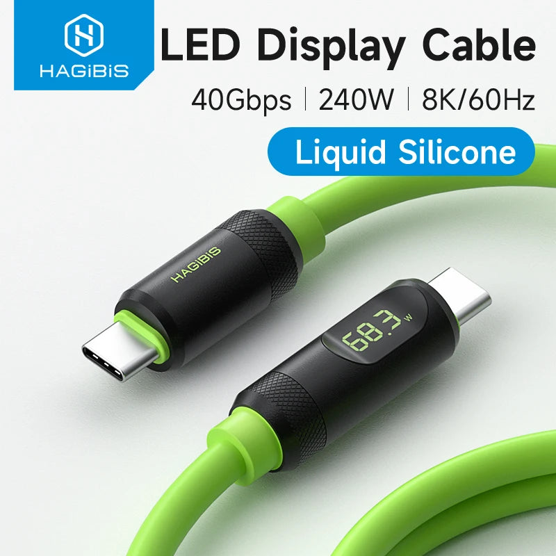 Hagibis 240W USB-C Fast Charging Cable with LED Display