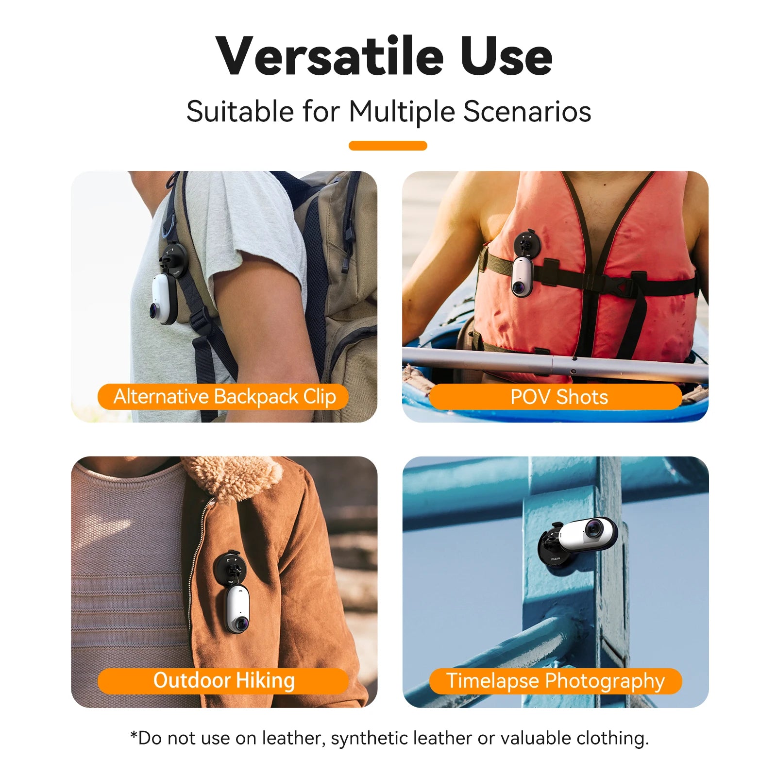 TELESIN Fabric Backpack Mount for Insta360 Go3/Go3s