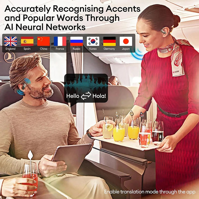 PAXA OpenAirUltra 3-in-1 AI Translation Earbuds with Color Touch Screen