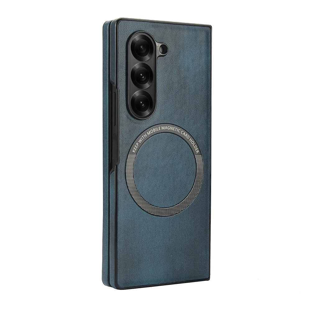 Samsung Galaxy Z Fold 7 Leather Bumper Magnetic Case