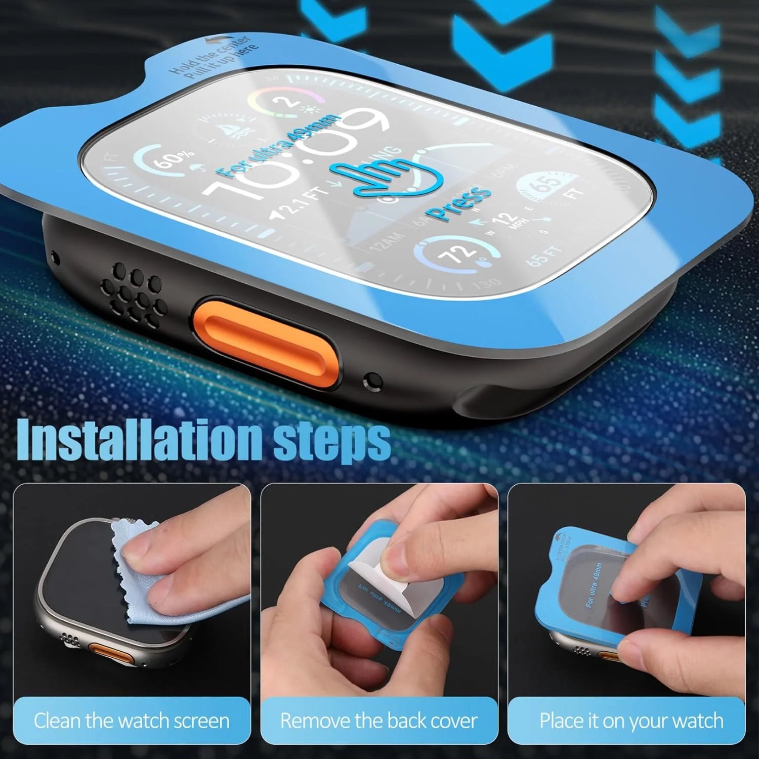 Full Film Tempered Glass Screen Protector with Auto-Alignment for Apple Watch Ultra 2