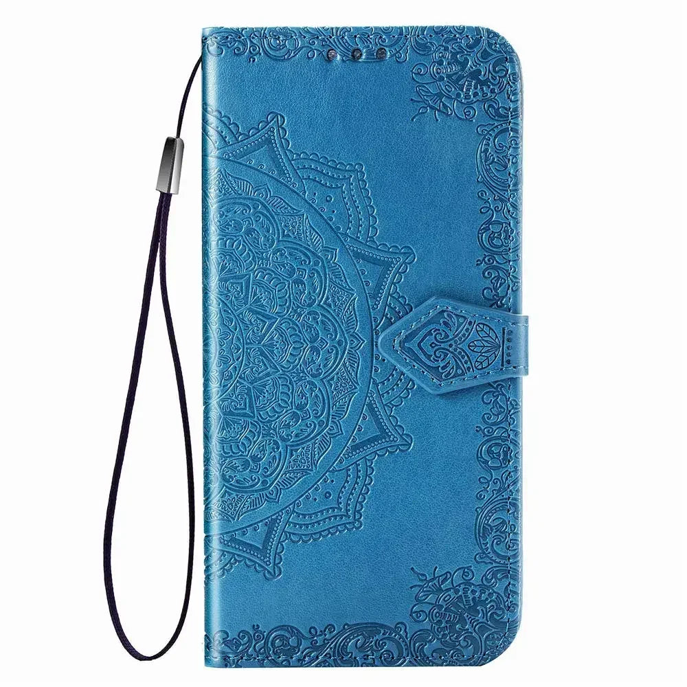 Premium Leather 3D Engraved Flip Wallet Case for iPhone 17 Series