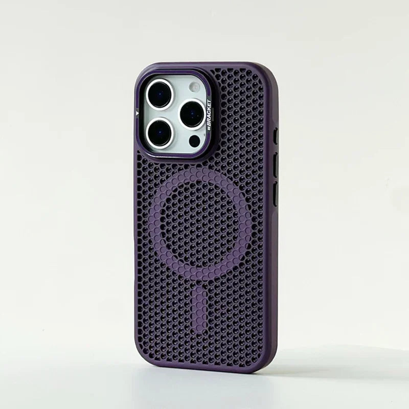 Shockproof Honeycomb Cooling MagSafe Case with Metal Lens Bracket for iPhone 15 Series