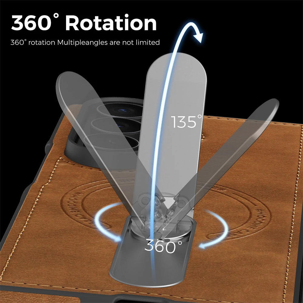 Premium Vintage Leather Magnetic Stand Case for Samsung Galaxy Z Fold 7