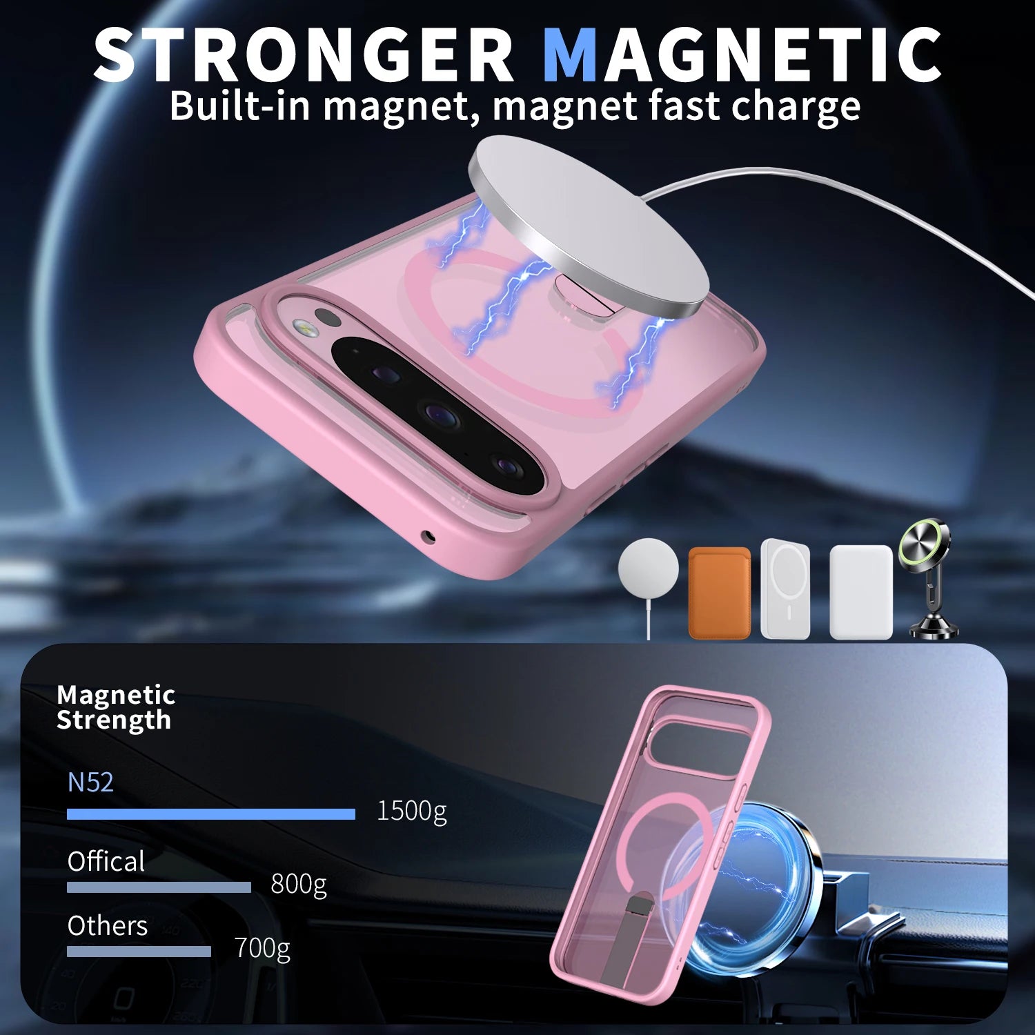 Luxury Protective Magnetic Case with Kickstand for Google Pixel 9 Series