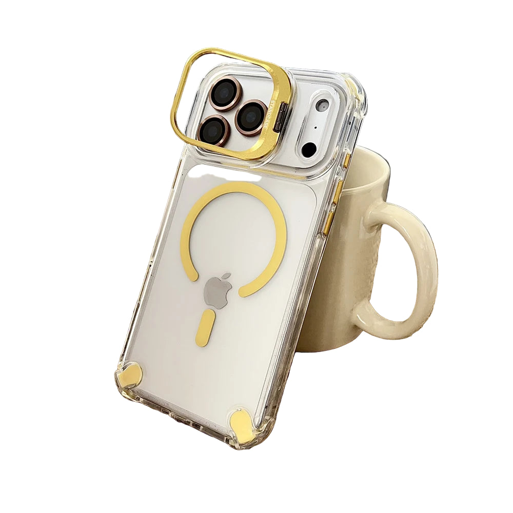 Slim Clear MagSafe Protective Case with Metal Stand for iPhone 17 Series