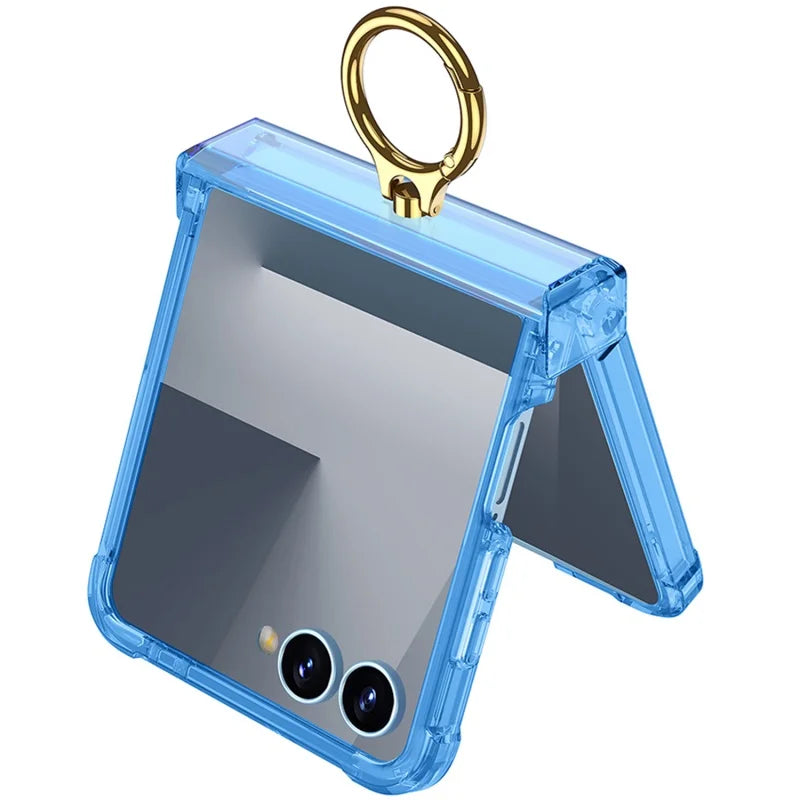 Slim Luxury Hinge Protection Case with Ring Holder for Samsung Galaxy Z Flip 7