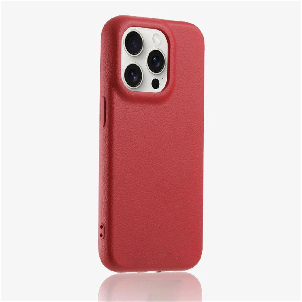 Luxury Lychee Leather Pattern TPU Case for iPhone 16 Series