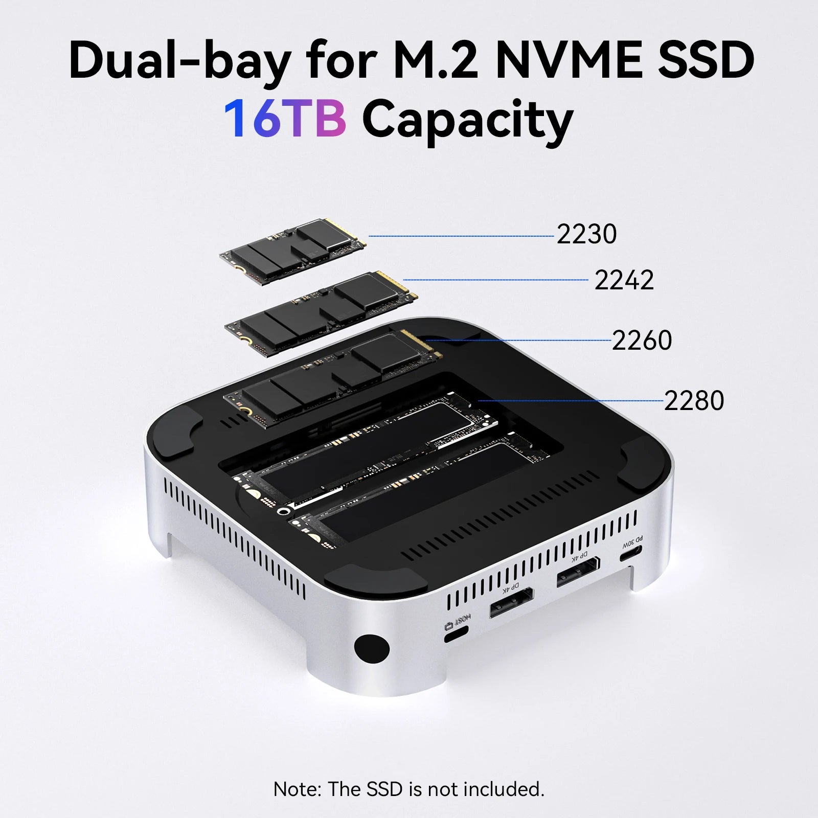Acasis USB-C Docking Station with Dual M.2 NVMe SSD Bays for Mac Mini M4/M4 Pro