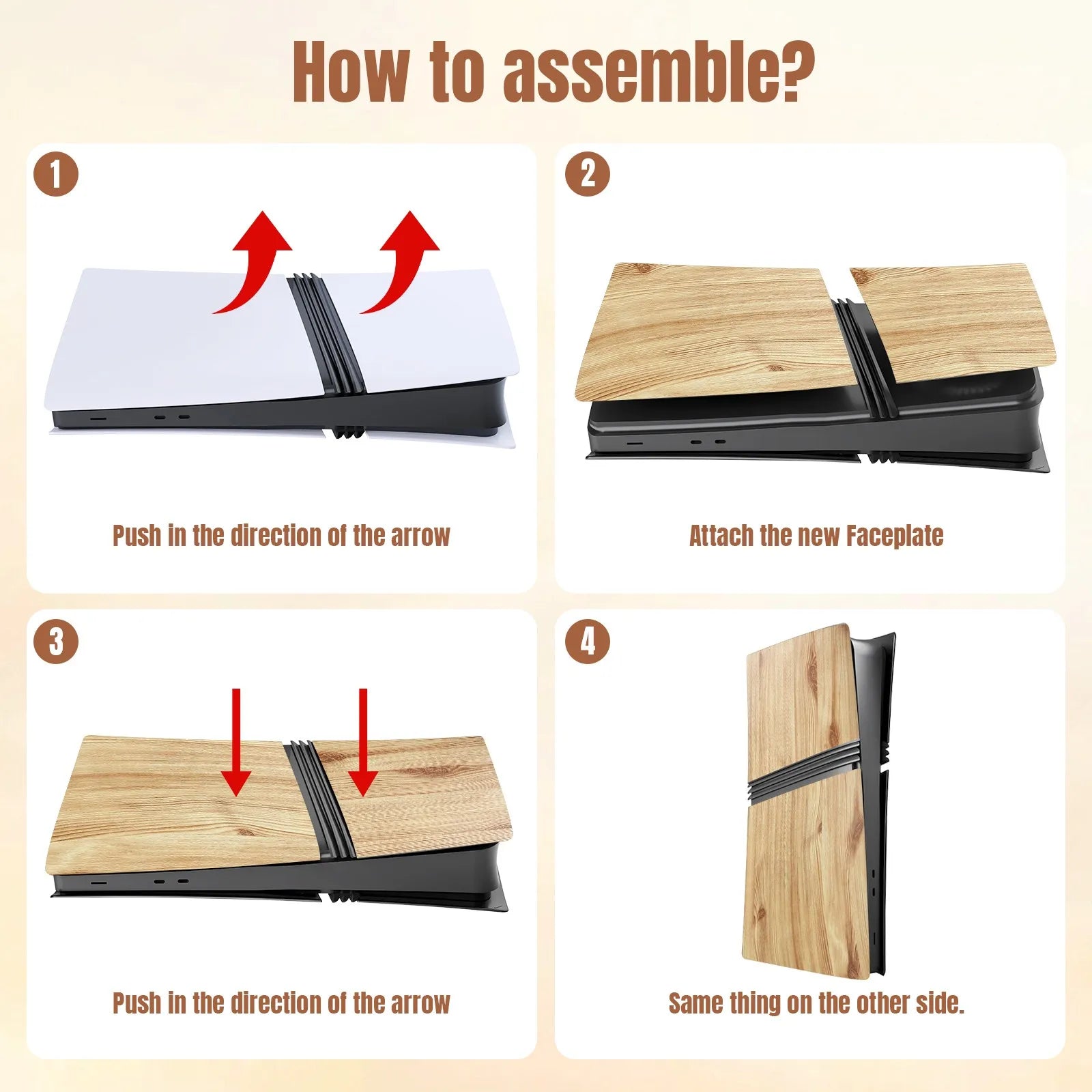 Wood Grain Design Faceplate for PlayStation 5 Pro Digital Edition