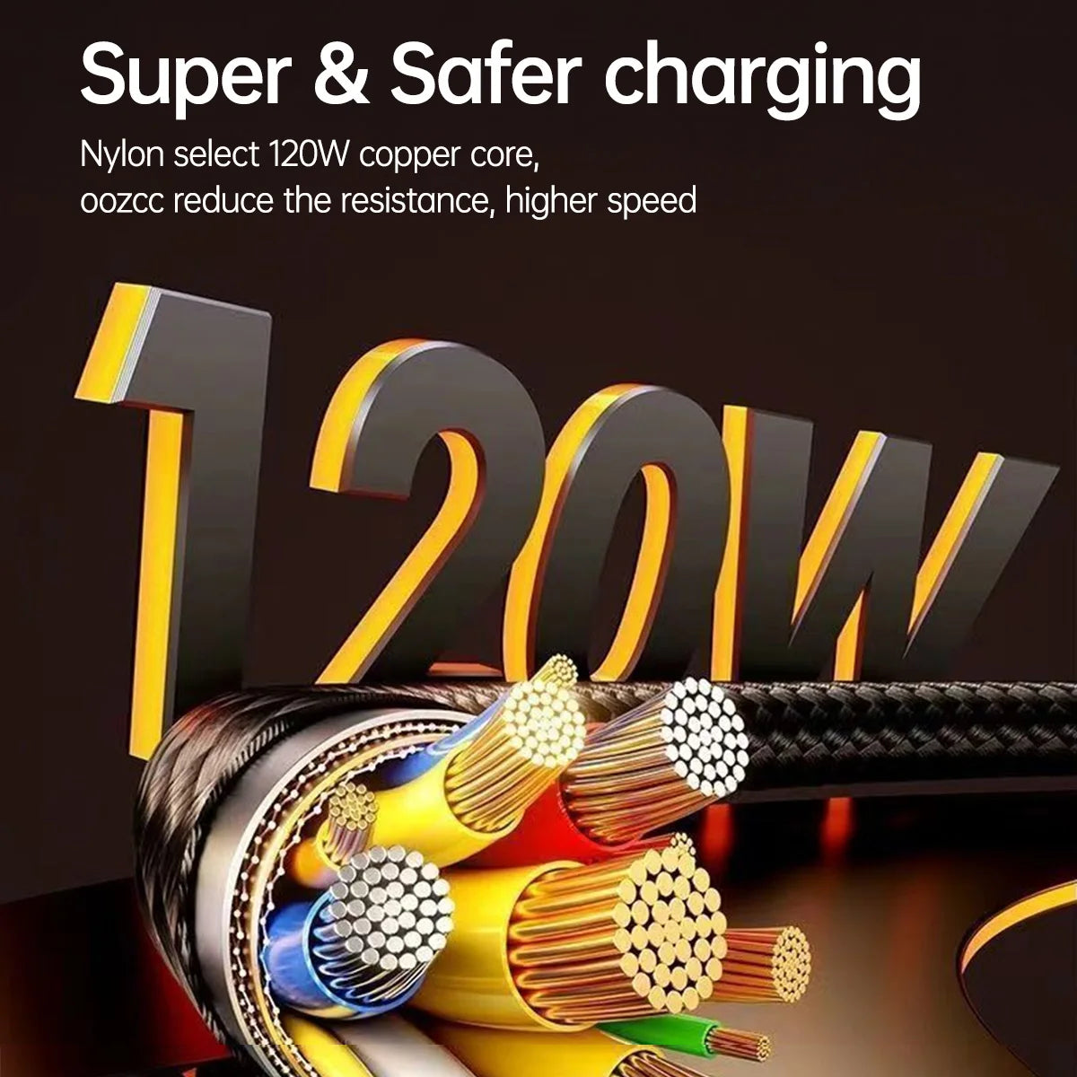 OOZCC High-Speed 120W USB-C Charging Cable