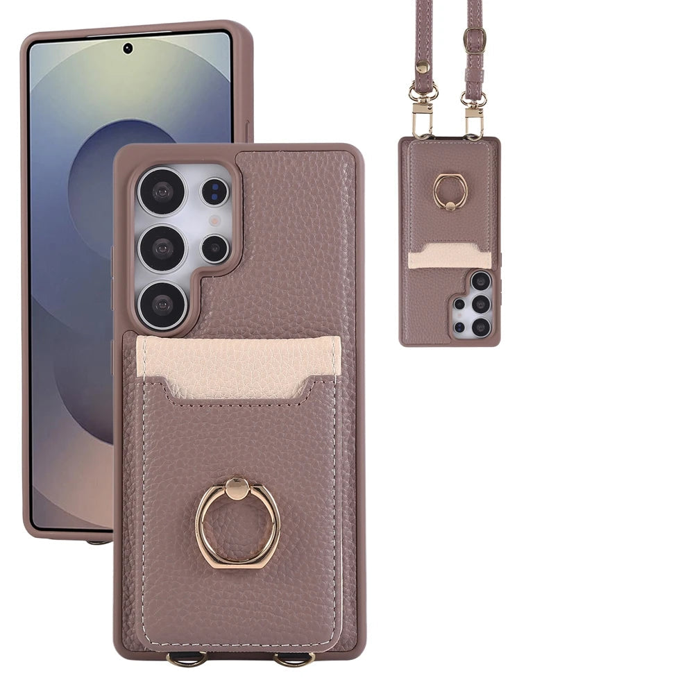 Crossbody Leather Wallet Case & Kickstand for Samsung Galaxy S25 Series