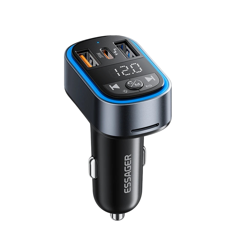 Essager Bluetooth 5.3 FM Car Transmitter with Dual Port Fast Charger