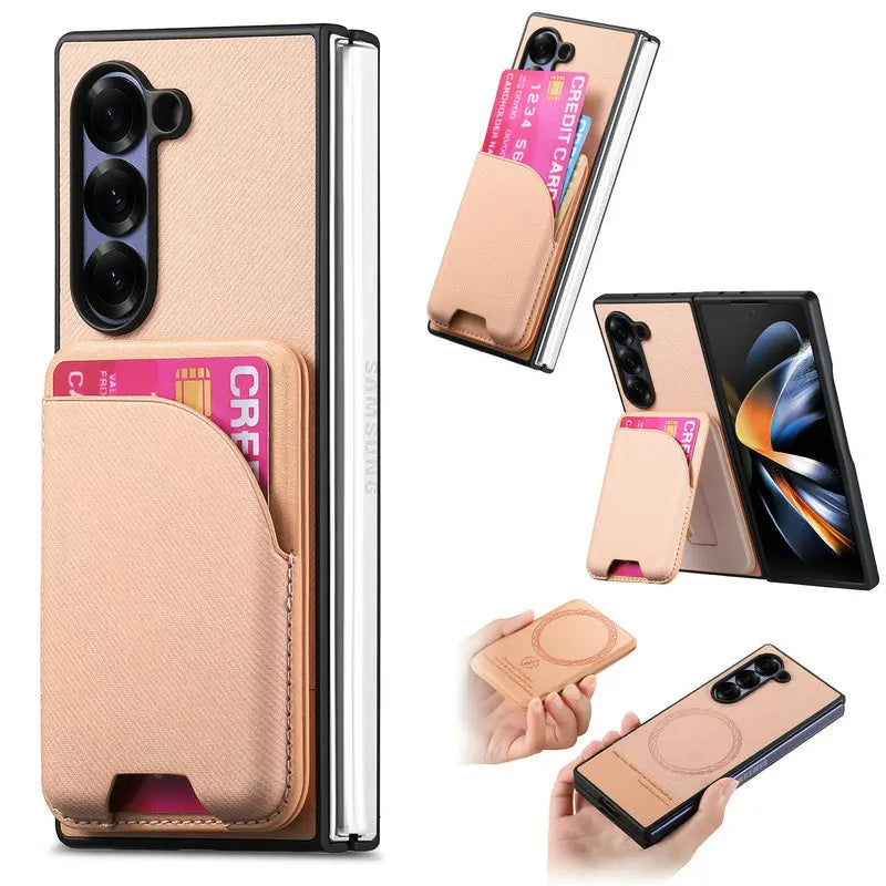 Samsung Galaxy Z Fold 7 Luxury Magnetic Leather Case with Card Holder